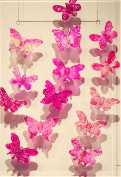 Cristal de Mariposas Fucsia